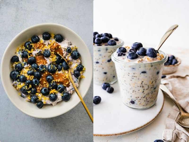 Overnight Oats with Chia Seeds and Blueberries