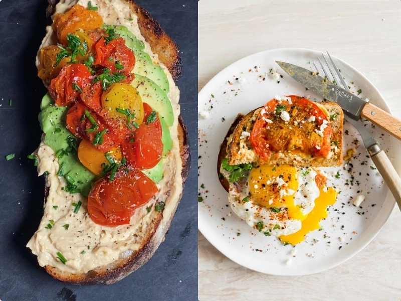 Whole Grain Toast with Hummus and Cherry Tomatoes