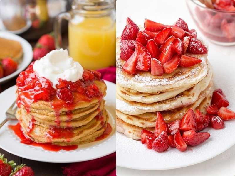 Whole Wheat Pancakes with Fresh Strawberries