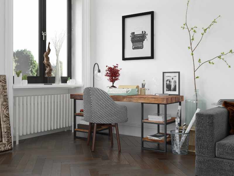 corner desk in a living room