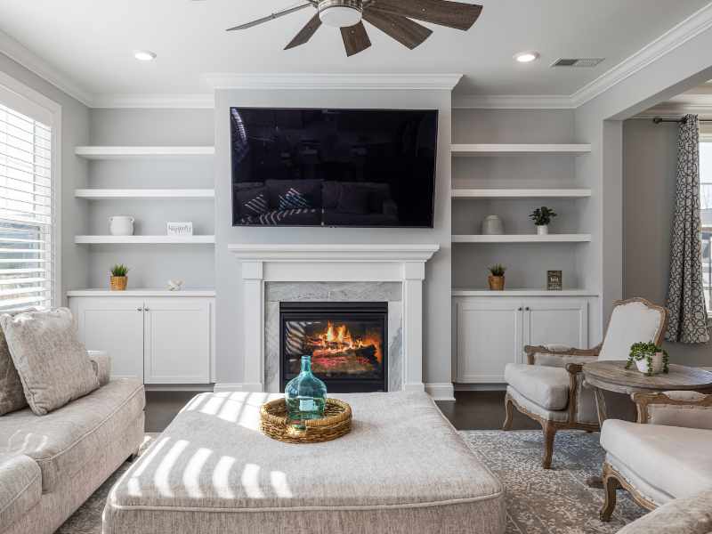 corner shelve in a living room