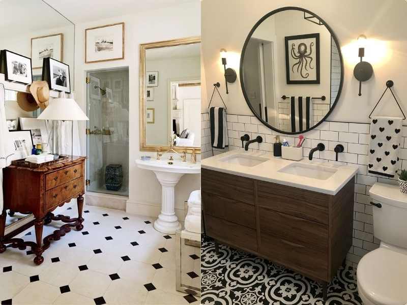 Large mirror on guest bathroom decor