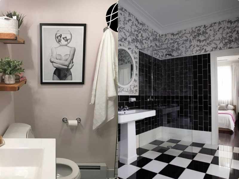 monochrome palette on guest bathroom decor ideas