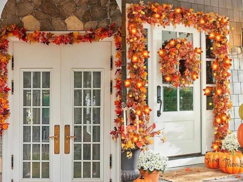 Autumn Leaves Garland for outdoor thanksgiving decoration