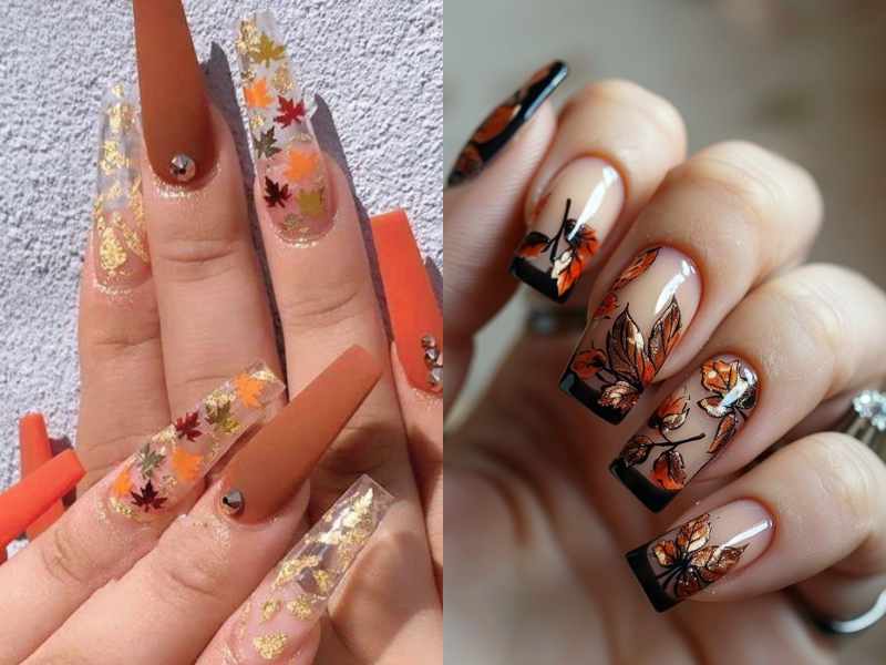 Classic Autumn Leaves for nail makeup