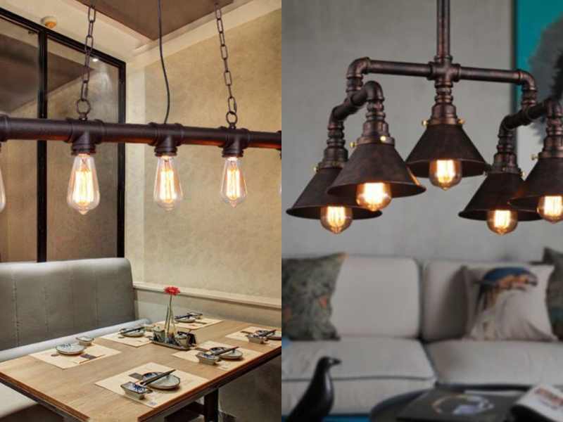 Copper Pipe Candlestick Lights for living room