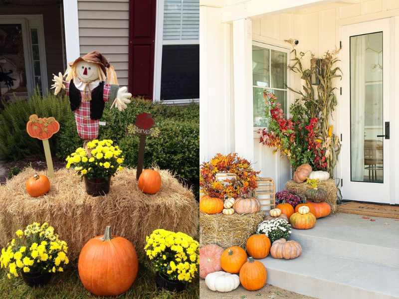 Hay Bales for outdoor thanksgiving decoration