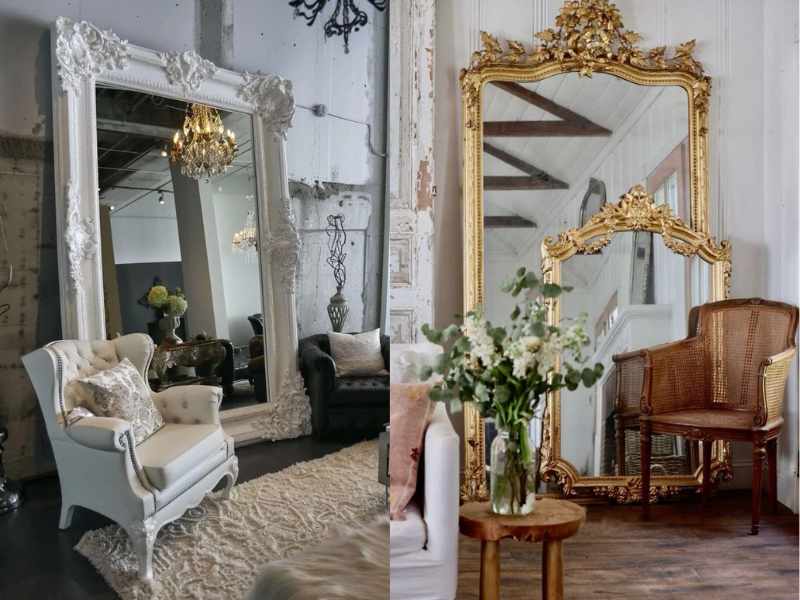 Lace-Trimmed Mirror in a living space