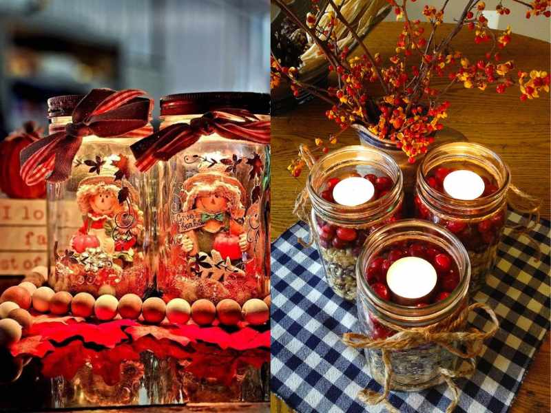 Mason Jar Lanterns for thanksgiving decoration 