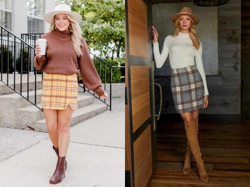 Plaid Skirt & Turtleneck