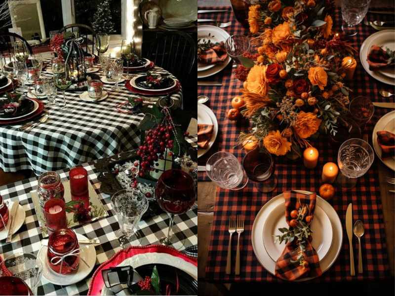 Plaid Tablecloth for thanksgiving decoration