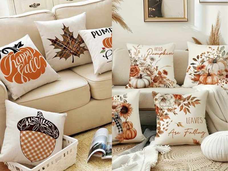 Plaid Throw Pillows for thanksgiving decoration 