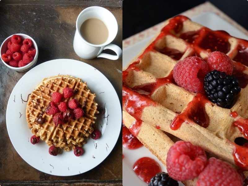 Raspberry Whole Grain Waffles