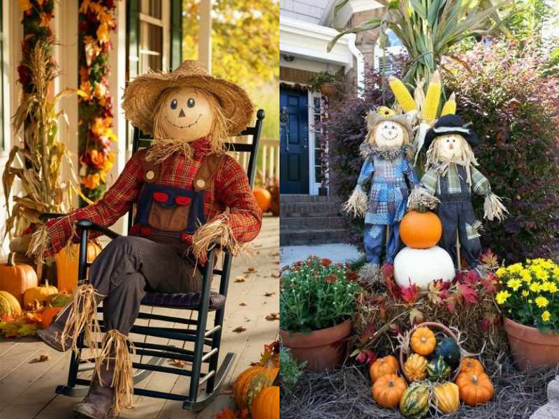 Scarecrows for outdoor thanksgiving decoration