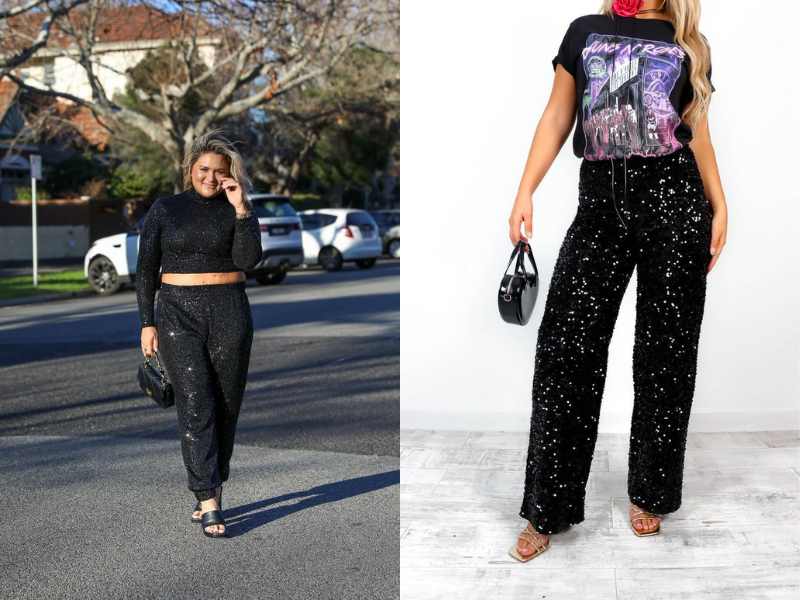 Sequin Top & Black Pants