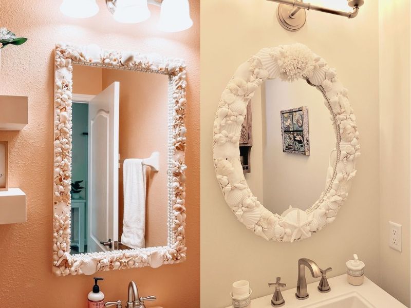 Shell Frame Mirror in a living space