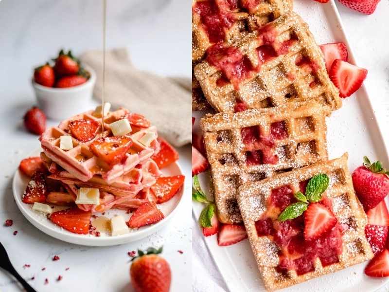 Strawberry Whole Grain Waffles