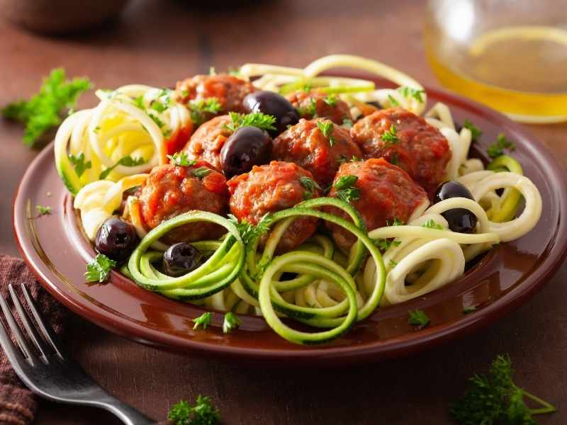 Turkey Meatballs and Zoodles for new year's eve appetizers