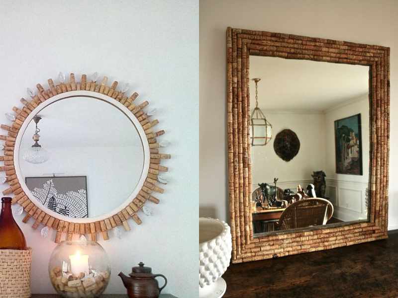 Wine Cork Mirror in a living space