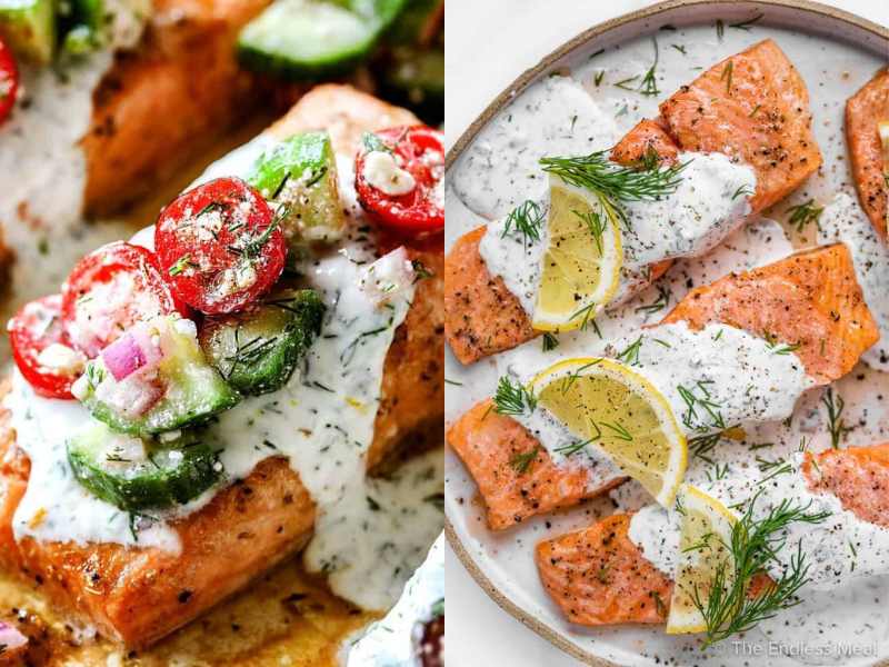 Baked Salmon with Dill Sauce