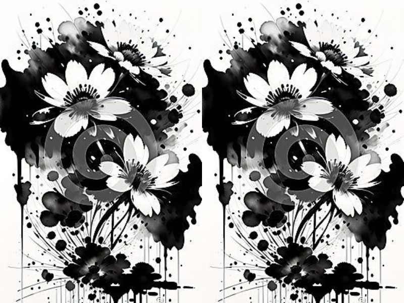 Black and White Ink Blooms