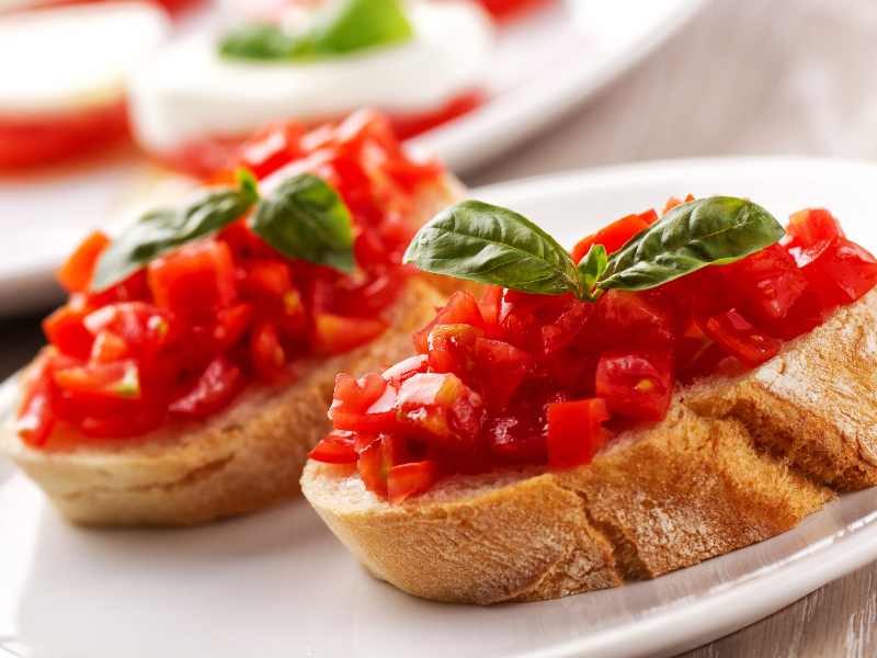 Bruschetta with Tomato and Basil.