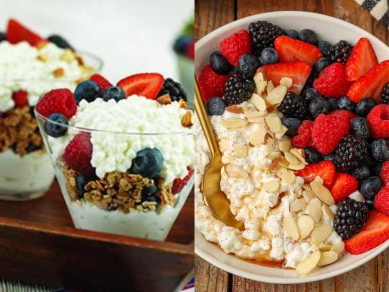 Cottage Cheese with Almonds & Berries