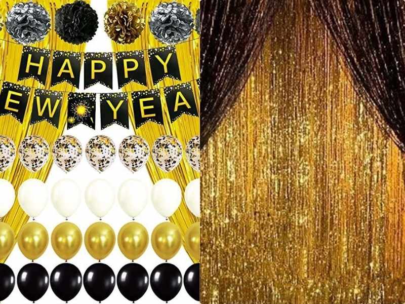 Gold Fringe Backdrop for new year eve party