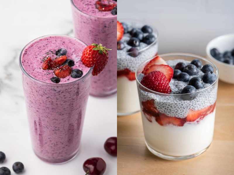 Greek Yogurt Parfait with Chia Seeds & Berries