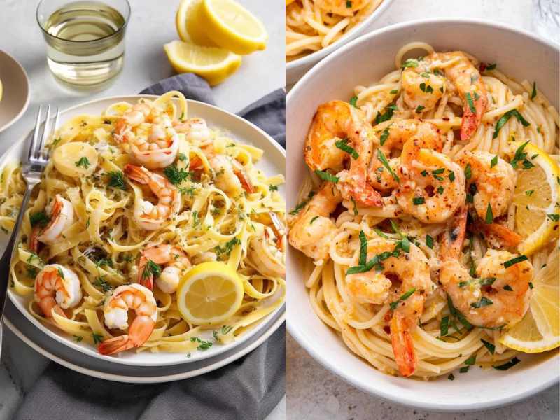 Lemon Garlic Shrimp Pasta.