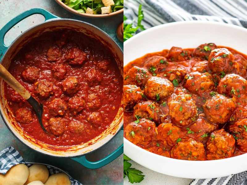 Meatballs in Marinara Sauce.