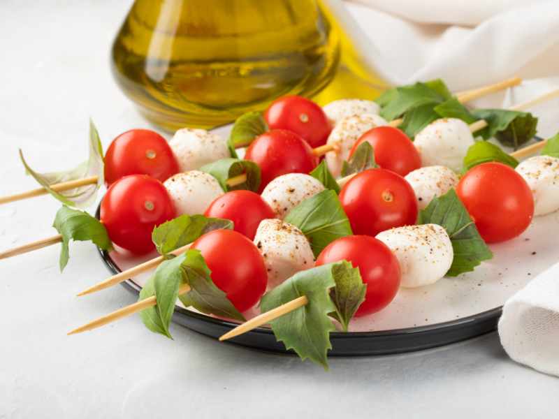 Mini Caprese Skewers for new year's eve appetizers