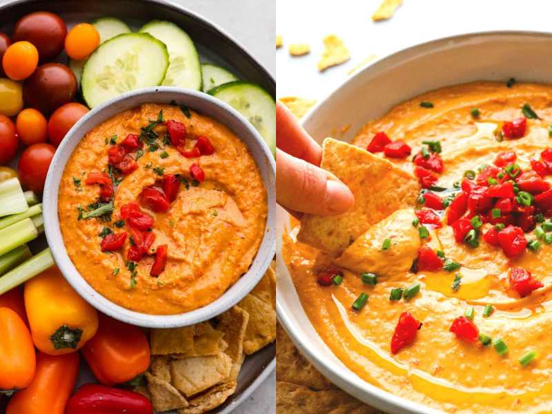 Roasted Red Pepper Hummus with Pita