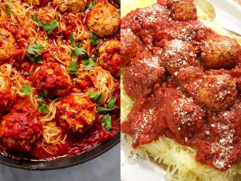 Spaghetti Squash with Turkey Meatballs