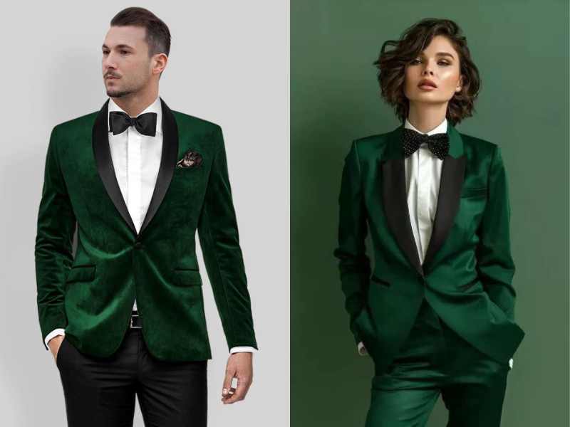 Tailored Suit in Deep Emerald or Sapphire Hues