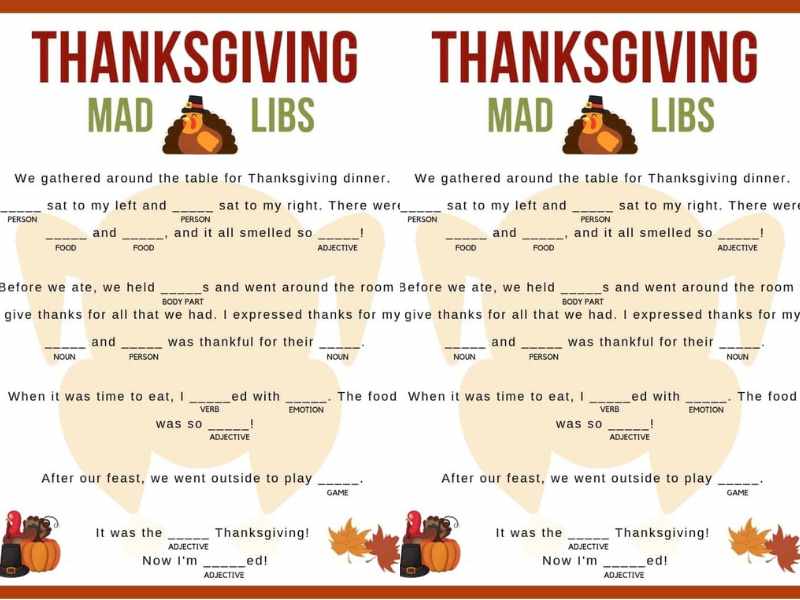 Thanksgiving Mad Libs