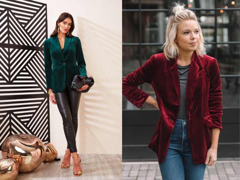 Velvet Blazer Over a Satin Camisole and Skinny Pants