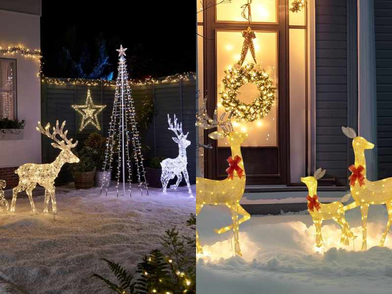 Illuminated Reindeer and Sleigh