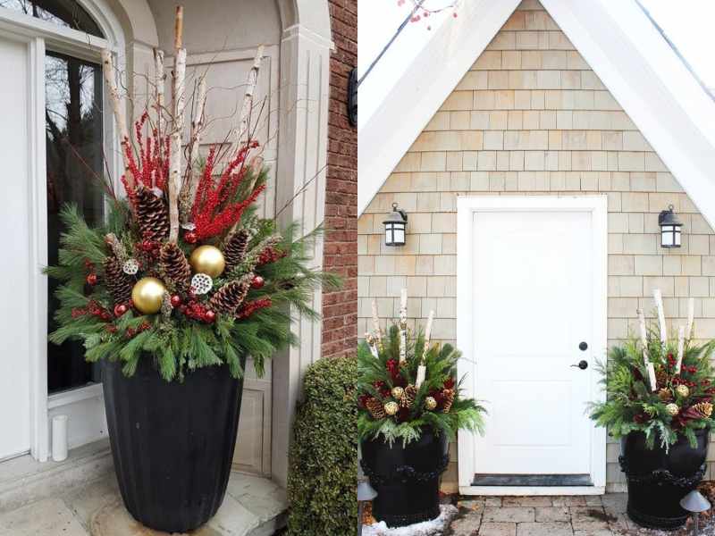 Pinecone and Evergreen Planters