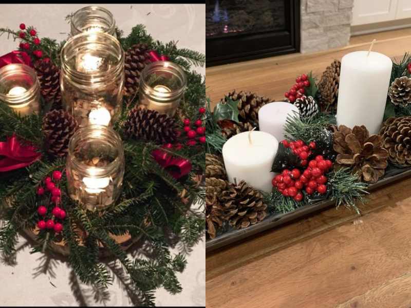 Candlelit Pine Cone Tray