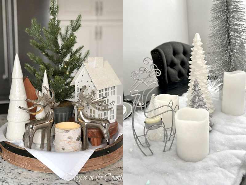 Faux Fur and Candle Tray Christmas centrepiece ideas