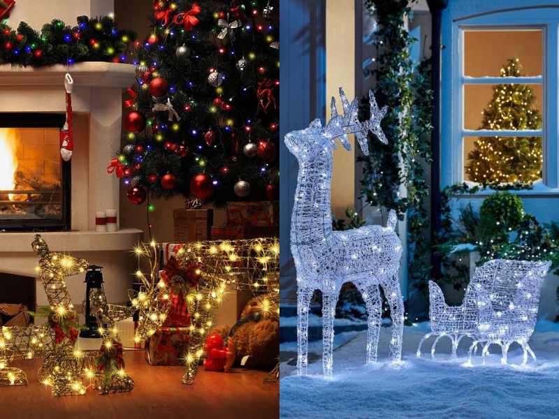 Lighted Reindeer Figures in LED outdoor Christmas lighting