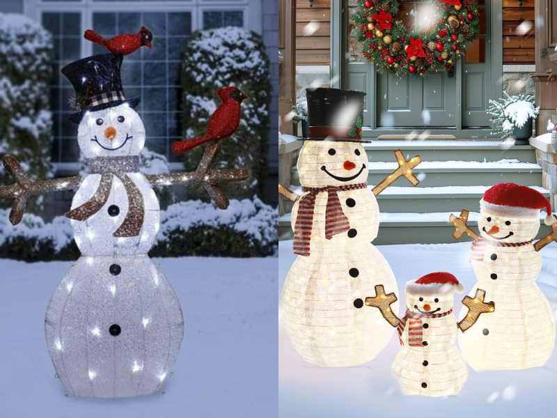 Lit Snowmen Decorations