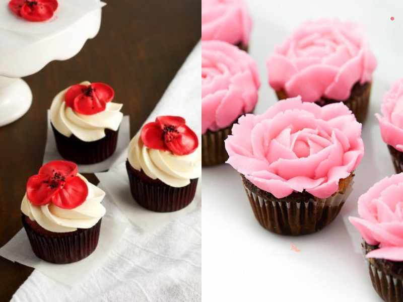 Rose-Shaped Piped Buttercream Cupcakes for Valentine's Day cupcakes ideas