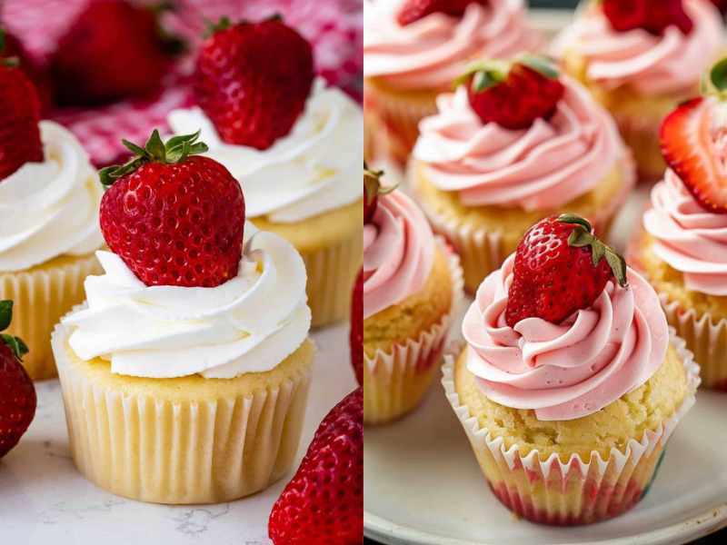 Strawberries and Cream Cupcakes