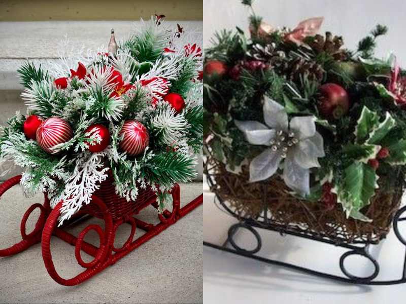 Vintage Sleigh with Greenery Christmas centrepiece ideas