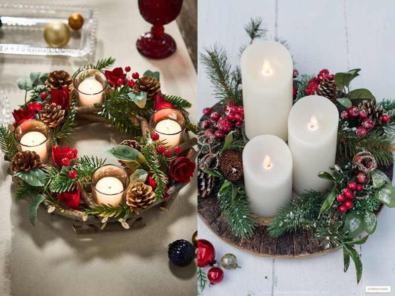 Wreath Centerpiece with Candle Christmas centrepiece ideas