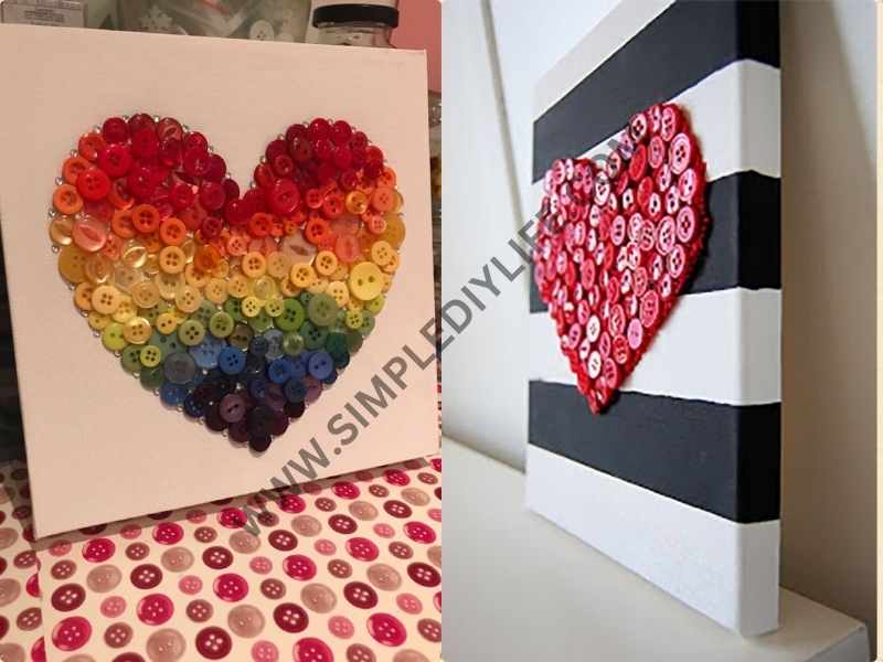 Button Heart Art in easy Valentine's day crafts