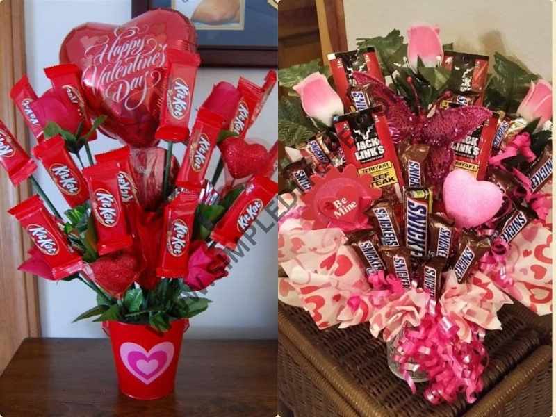 Candy Bouquets in easy Valentine's day crafts