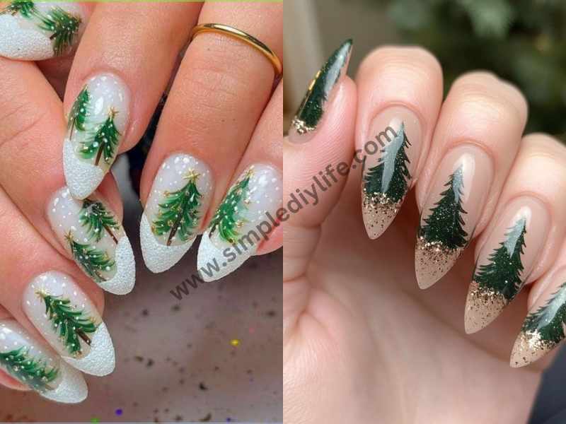 Christmas Tree Accent Nail for Christmas nails designs